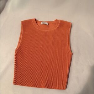 Aritzia Babaton - Ribbed Sleeveless Knit Top - Coral - Size Small - Like New